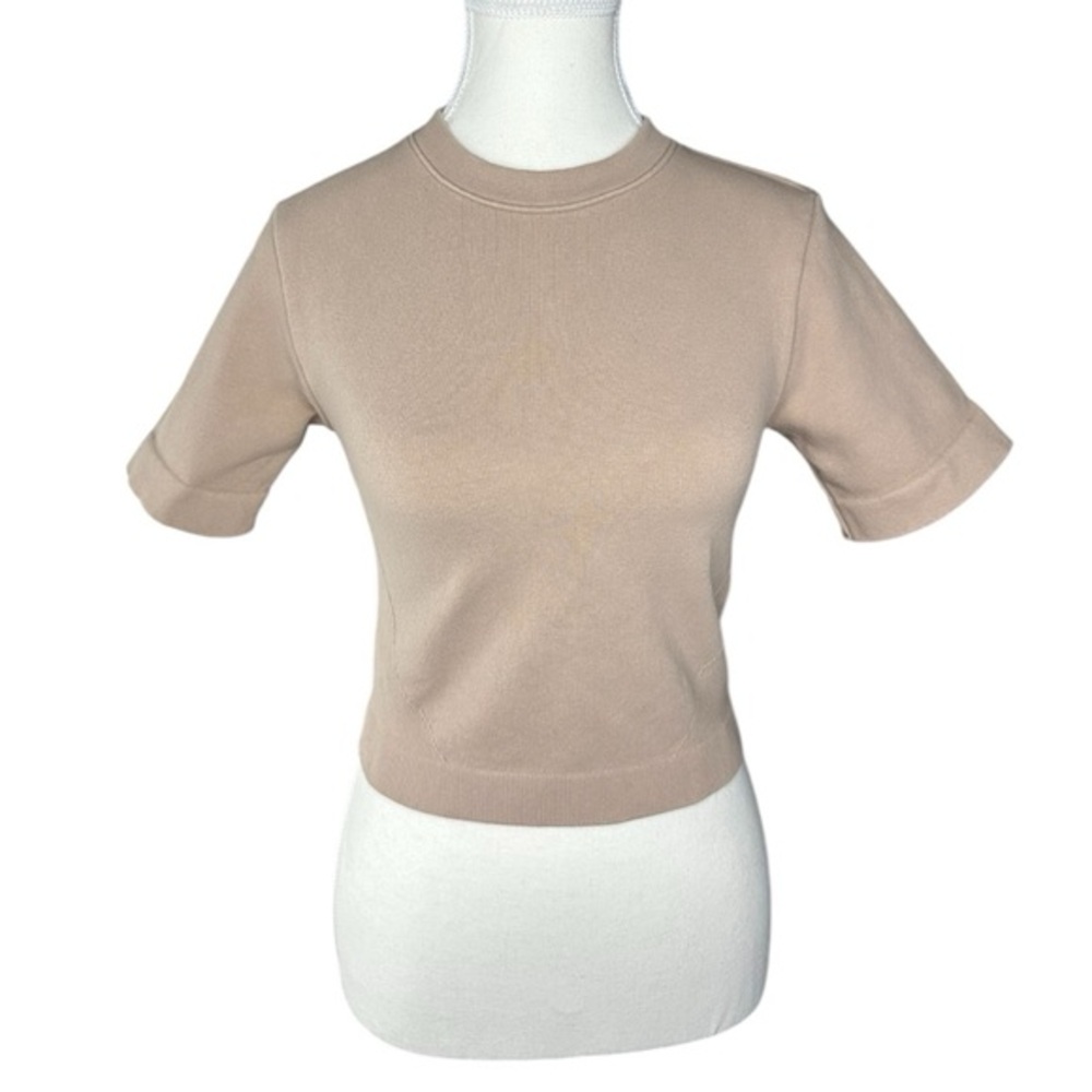 Everlane Organic Cotton Seamless Cropped Tee Tan Beige‎ M/L F-BDY-OCTNB-SMLS-CRP